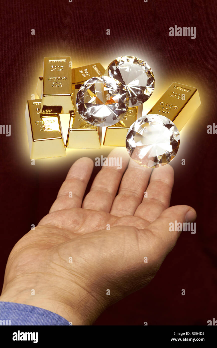 Diamonds and gold bars Stock Photo - Alamy