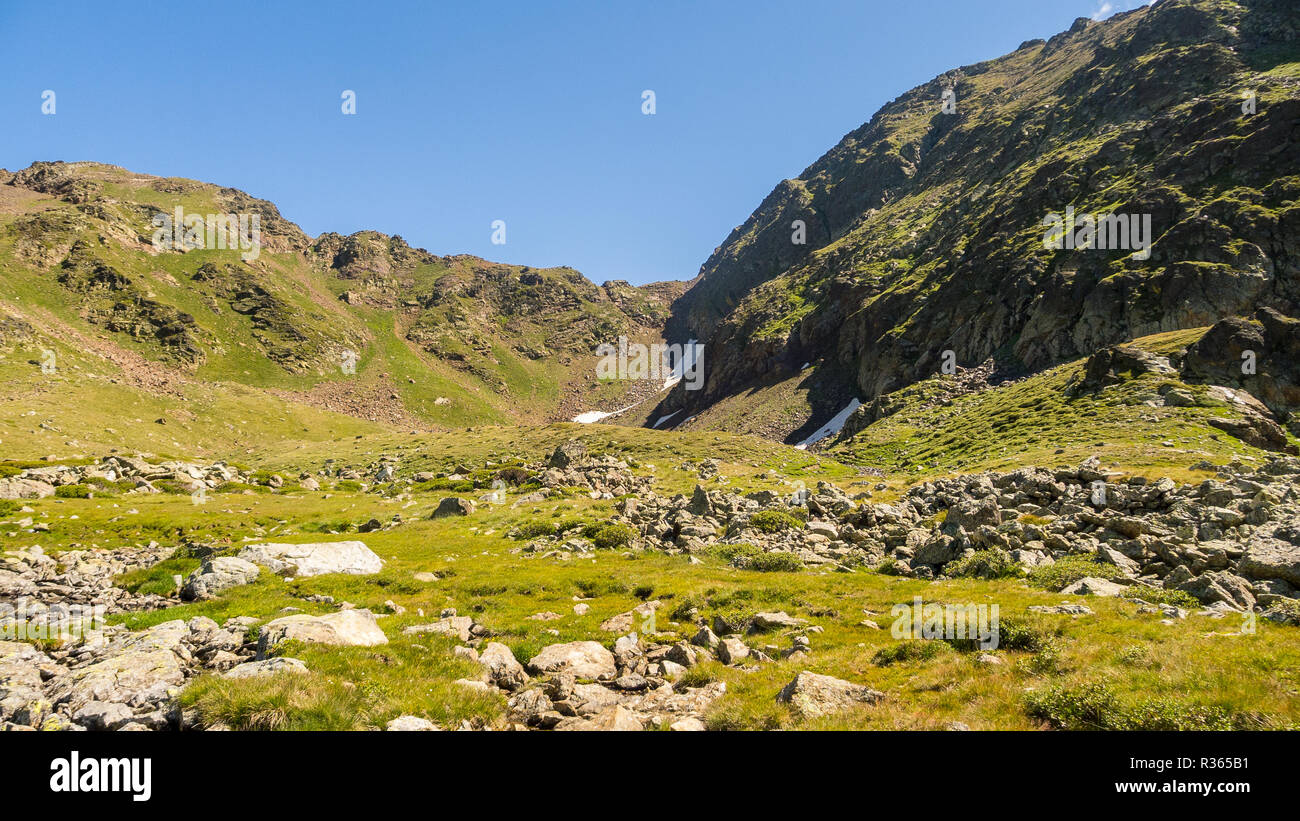 Green mountain in Tristaina, Ordino. Andorra Stock Photo