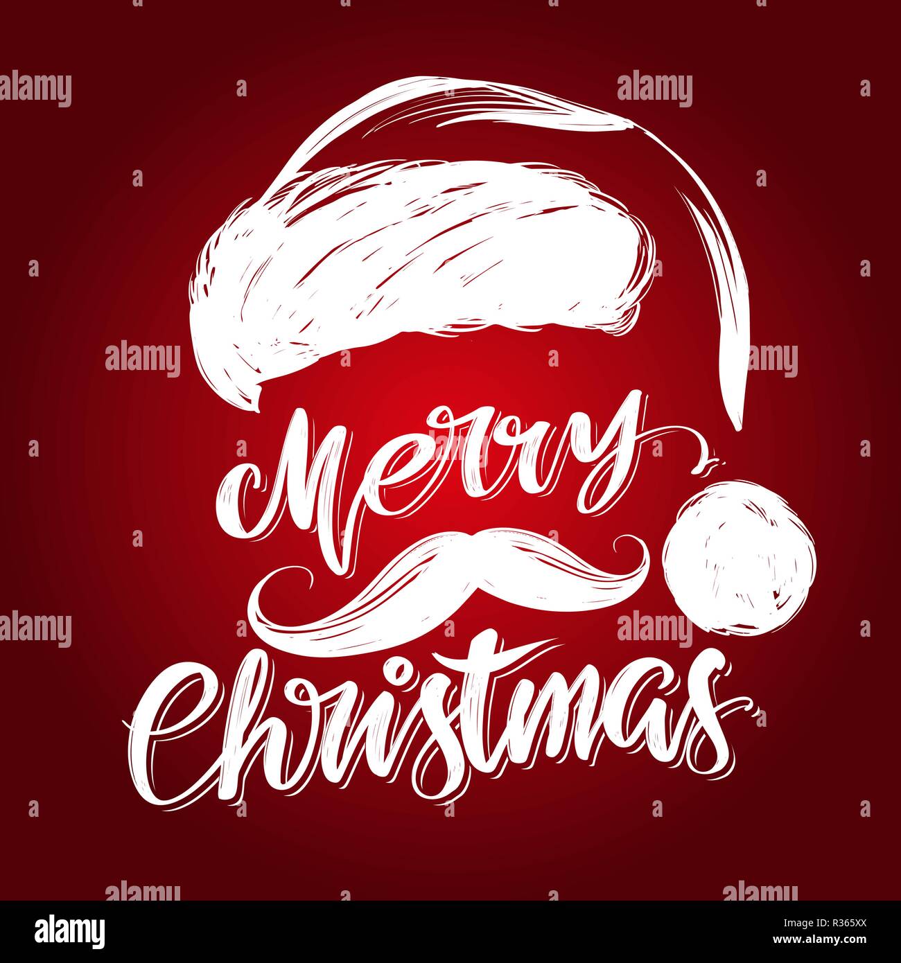 Santa Claus, Christmas symbol hand drawn vector illustration sketch, calligraphic text Stock Vector