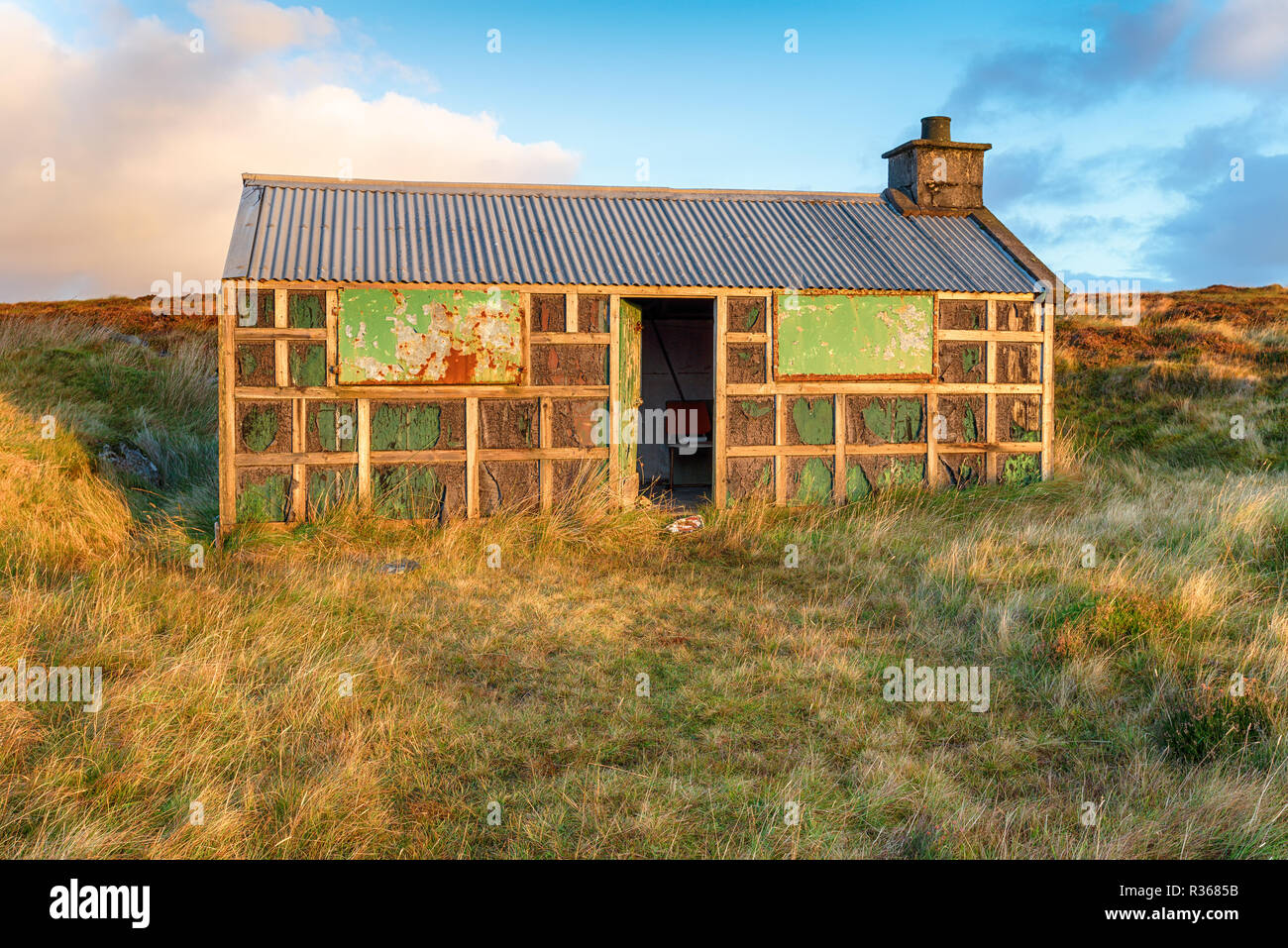 An old shieling or shepherds hut on the Isle of Lewis in Scotland Stock Photo