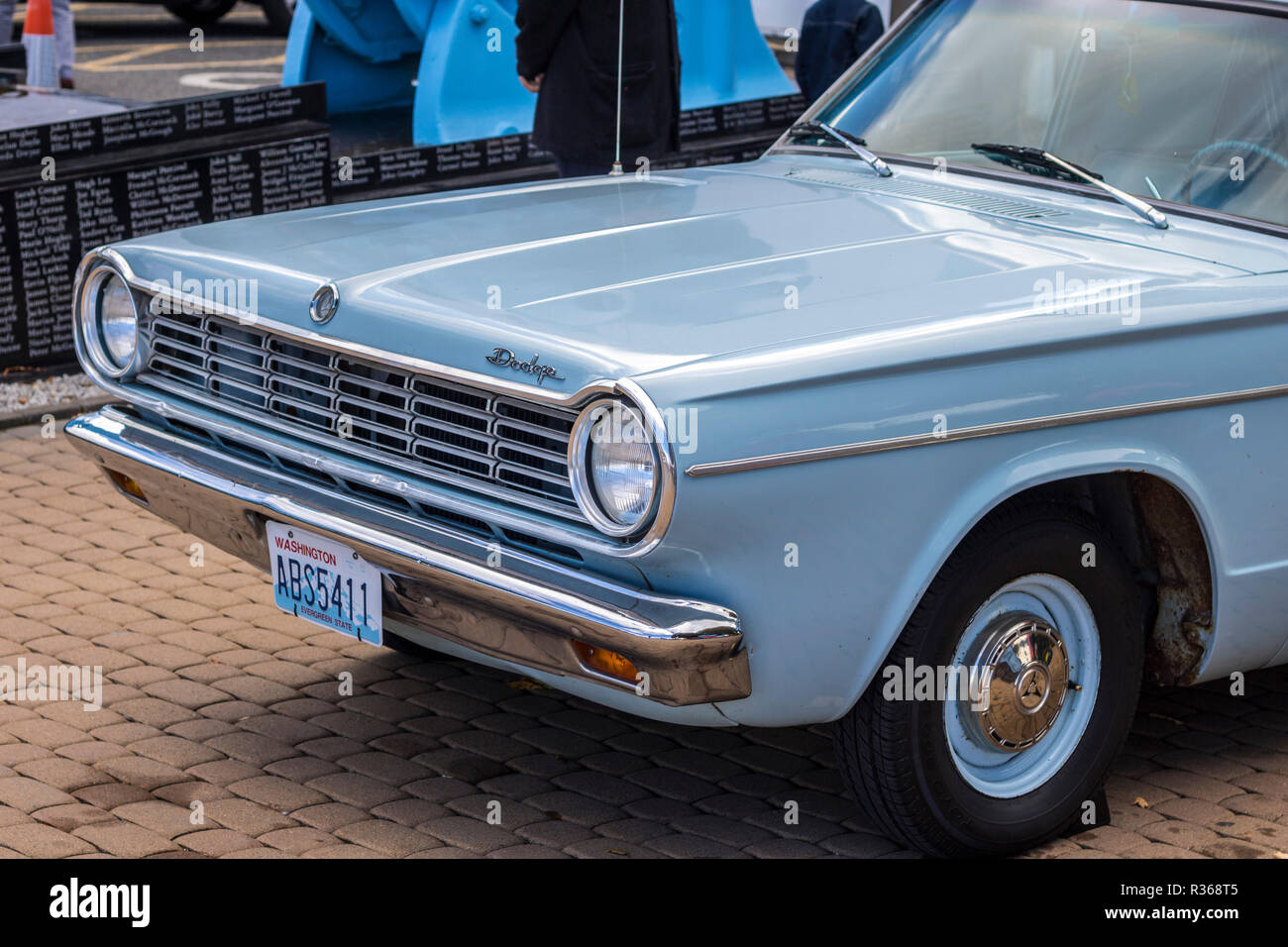 Powder blue 1965 Dodge Dart, rock star Kurt Cobain's car, celebrity concept, vintage cars concept, 1960s memorabilia, famous people, saloon, Nirvana Stock Photo