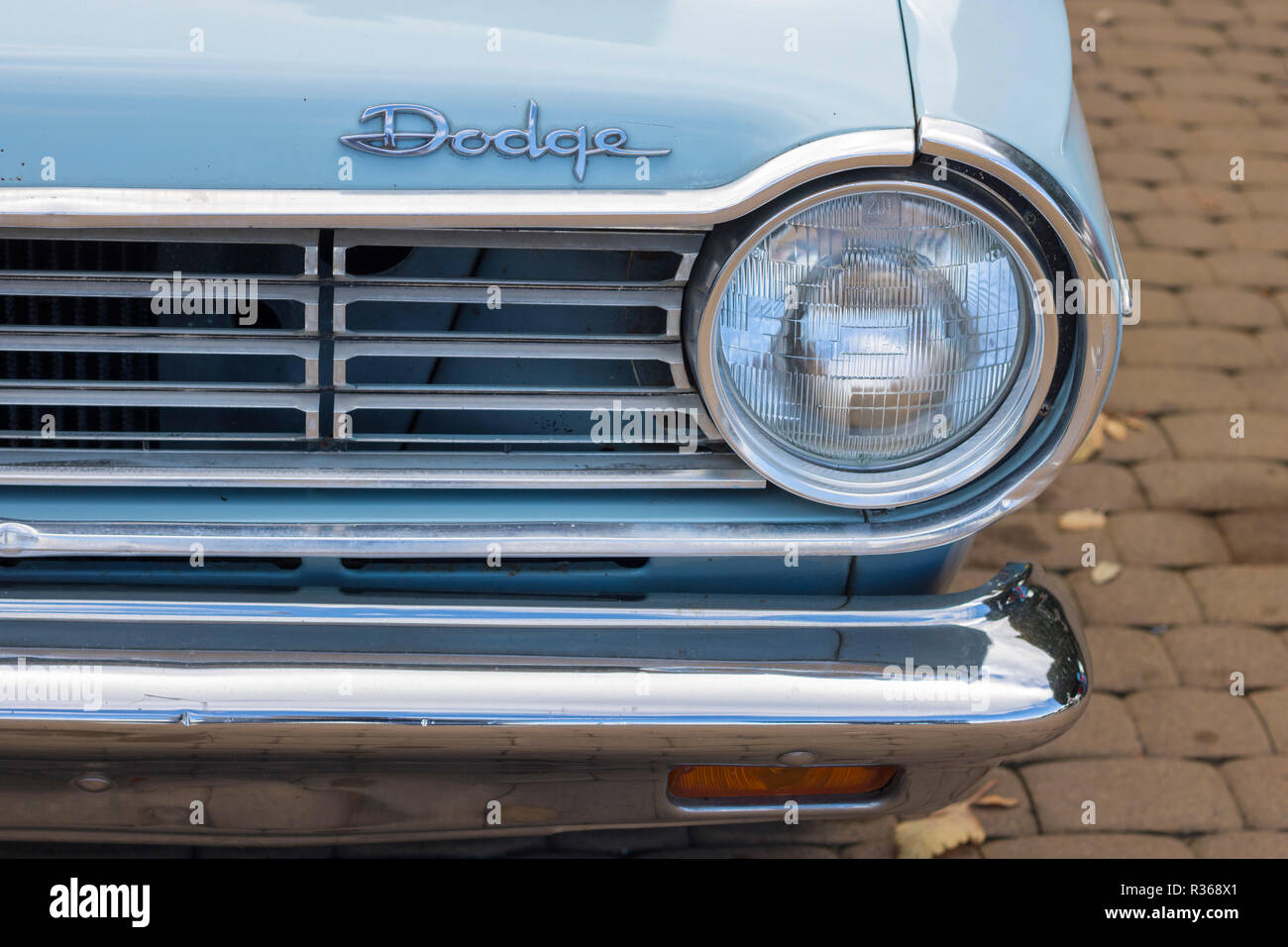 Powder blue 1965 Dodge Dart, rock star Kurt Cobain's car, celebrity concept, vintage cars concept, 1960s memorabilia, famous people, saloon, Nirvana Stock Photo
