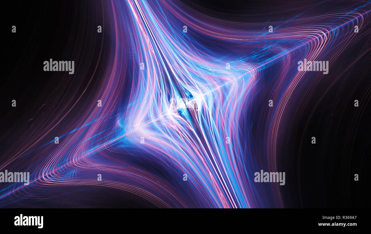 Colorful glowing time-space curvature, computer generated abstract background Stock Photo