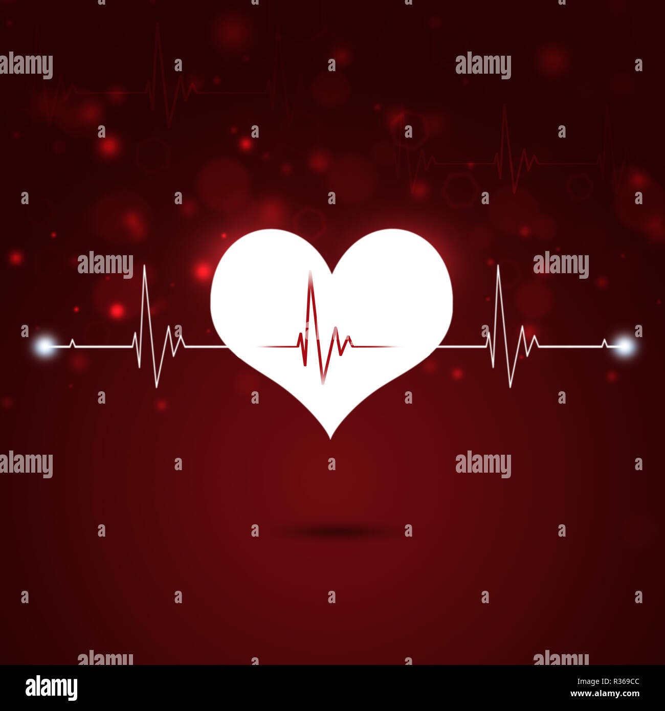 heart pulsating rhythm graph health red background Stock Photo - Alamy