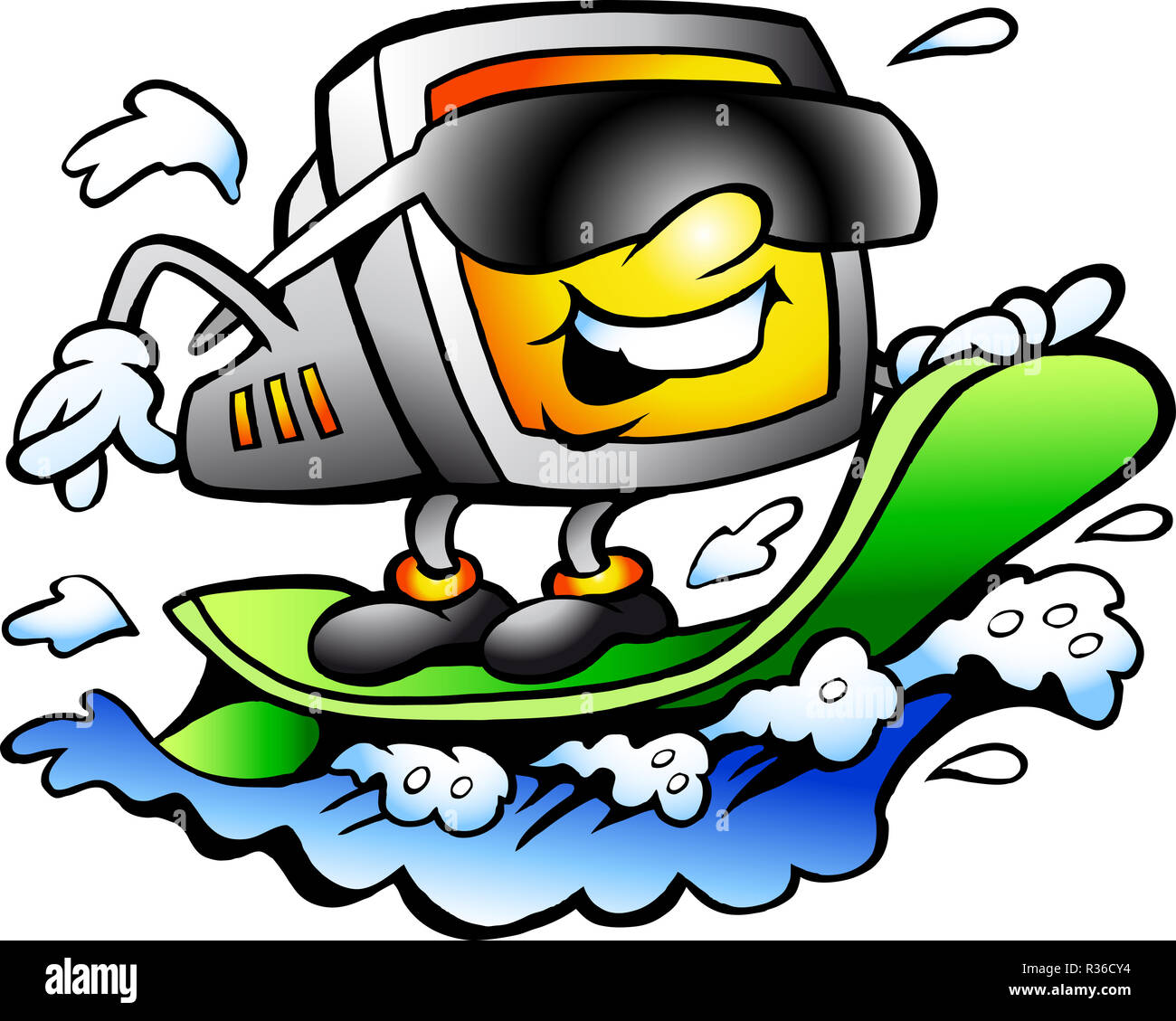 Hand-drawn Vector illustration of an Surfing Retro Screen Stock Photo