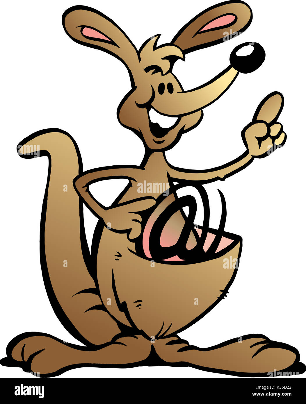 Hand-drawn Vector illustration of an Kangaroo with an Internet Sign ...