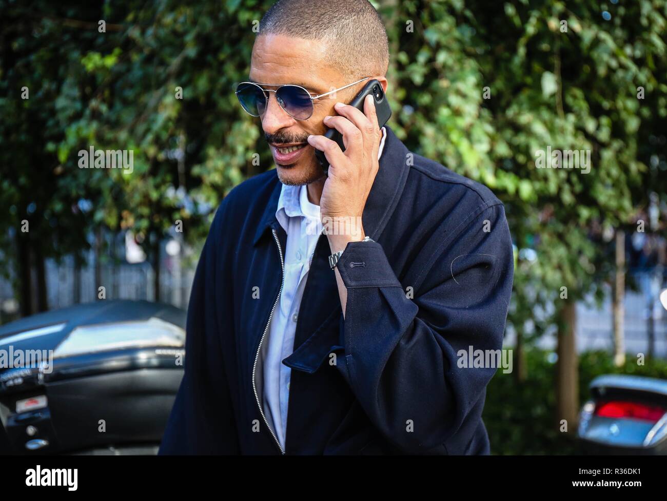 PARIS, France- September 27 2018: Men on the street during the Paris Fashion Week. Stock Photo