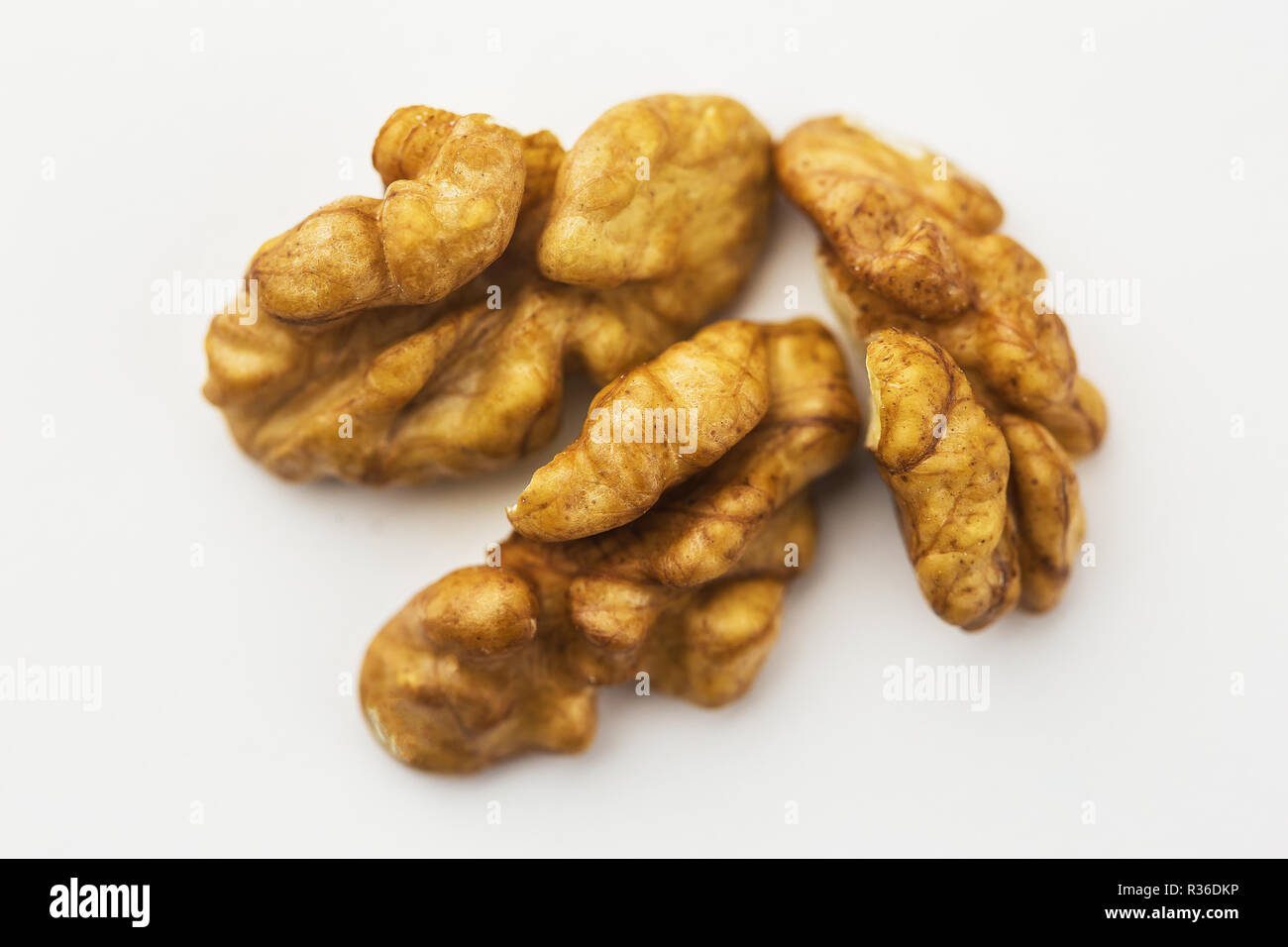 walnuts isolated on white background, top view Stock Photo - Alamy