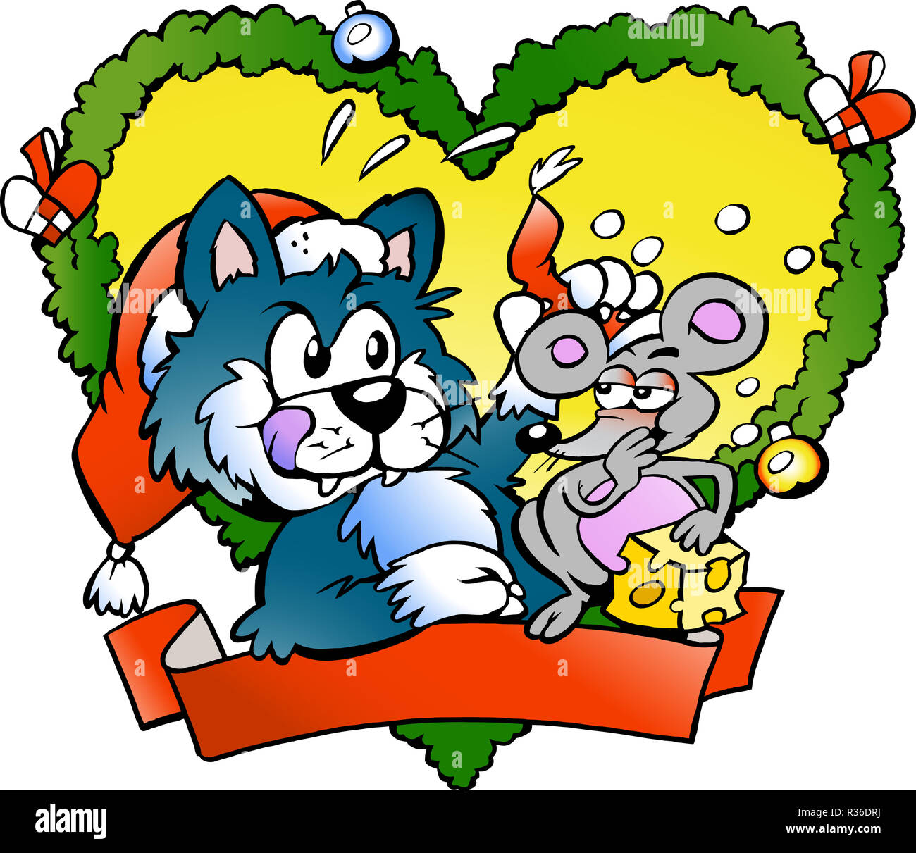 Hand-drawn Vector illustration of an cat and a very nervous mouse Stock  Photo - Alamy