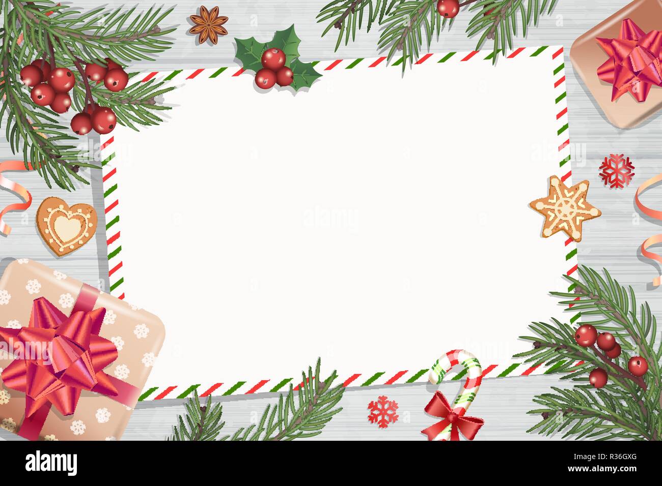 Template of Christmas Letters and wishes on wooden background with ...
