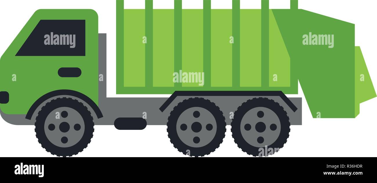 Green garbage truck graphic design template vector illustration Stock Vector