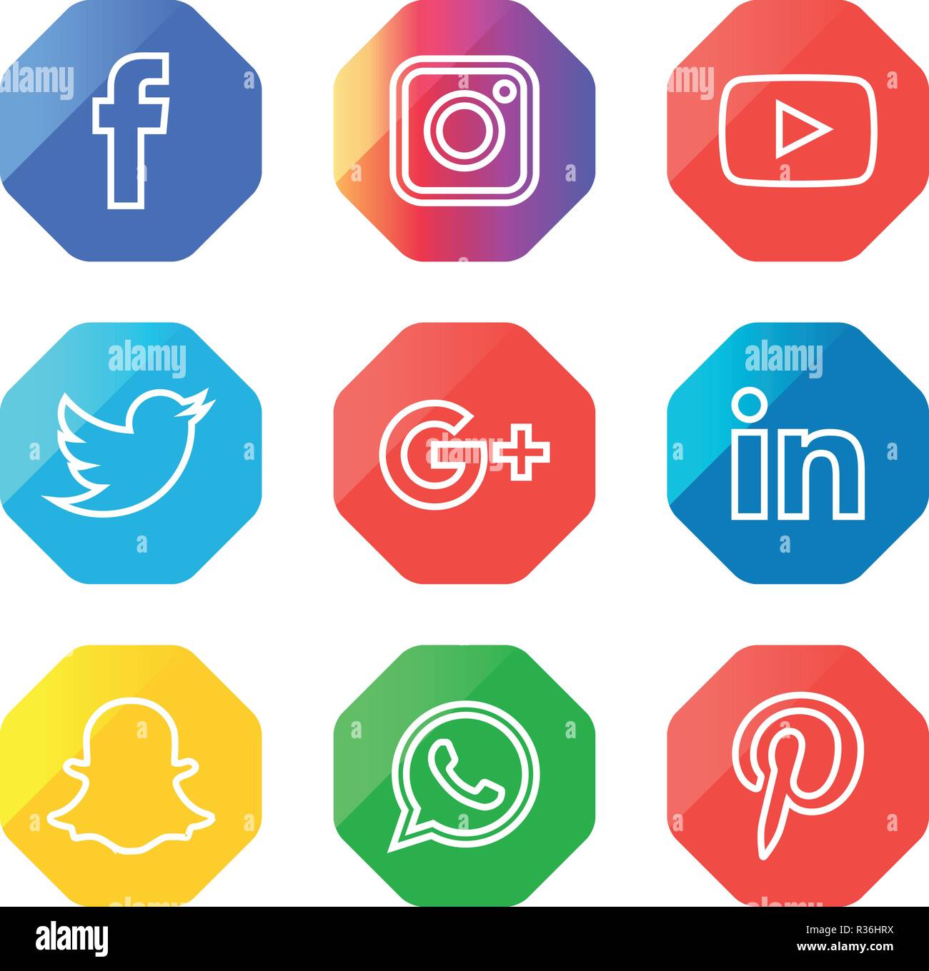 Social Media Icons Set Logo Vector Illustrator Social Media Icon Snapchat Facebook Instagram Twitter Whatsapp Set Network Popular Comm Tec Stock Vector Image Art Alamy