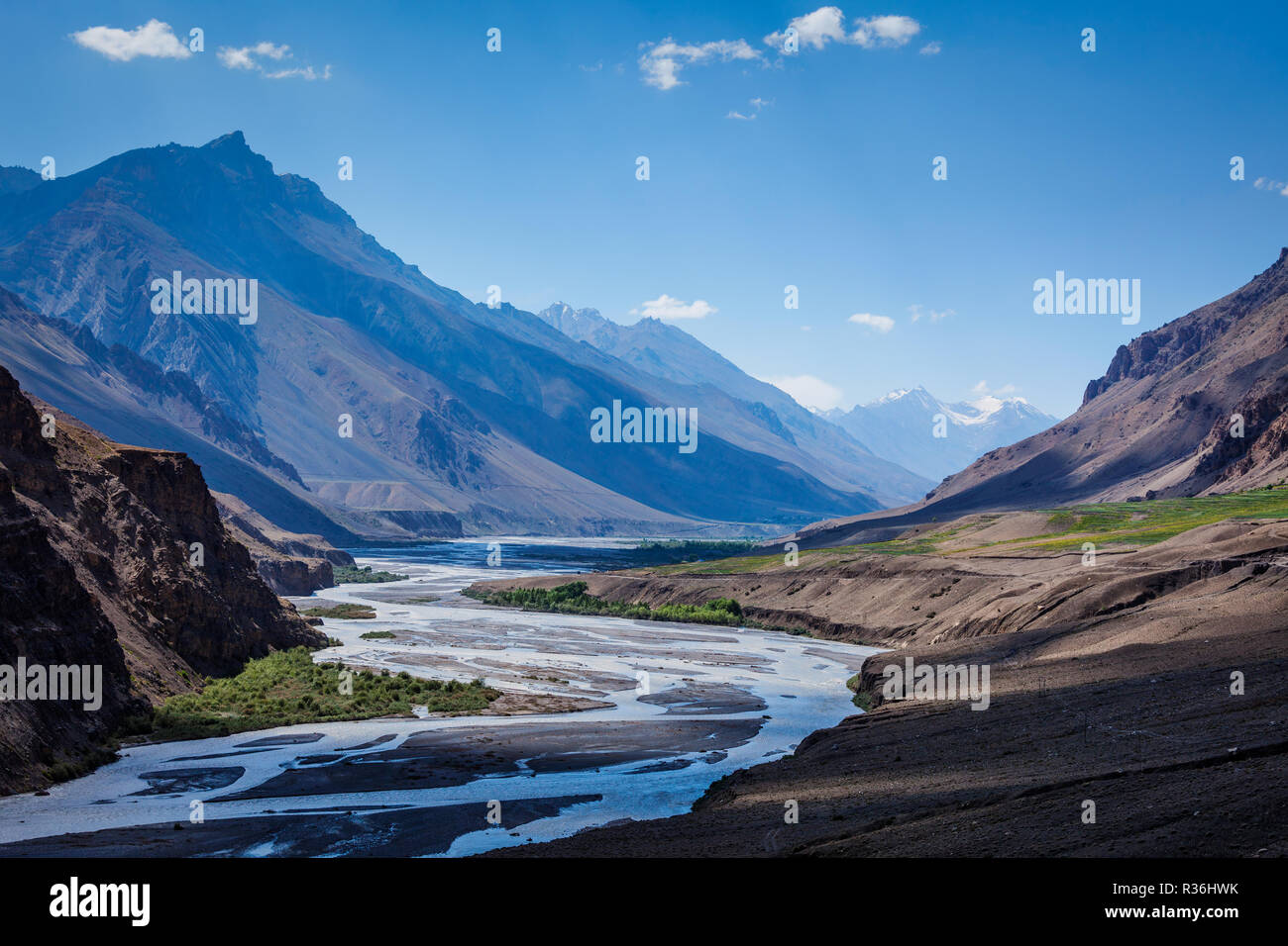 Spiti river in Himalayas Stock Photo