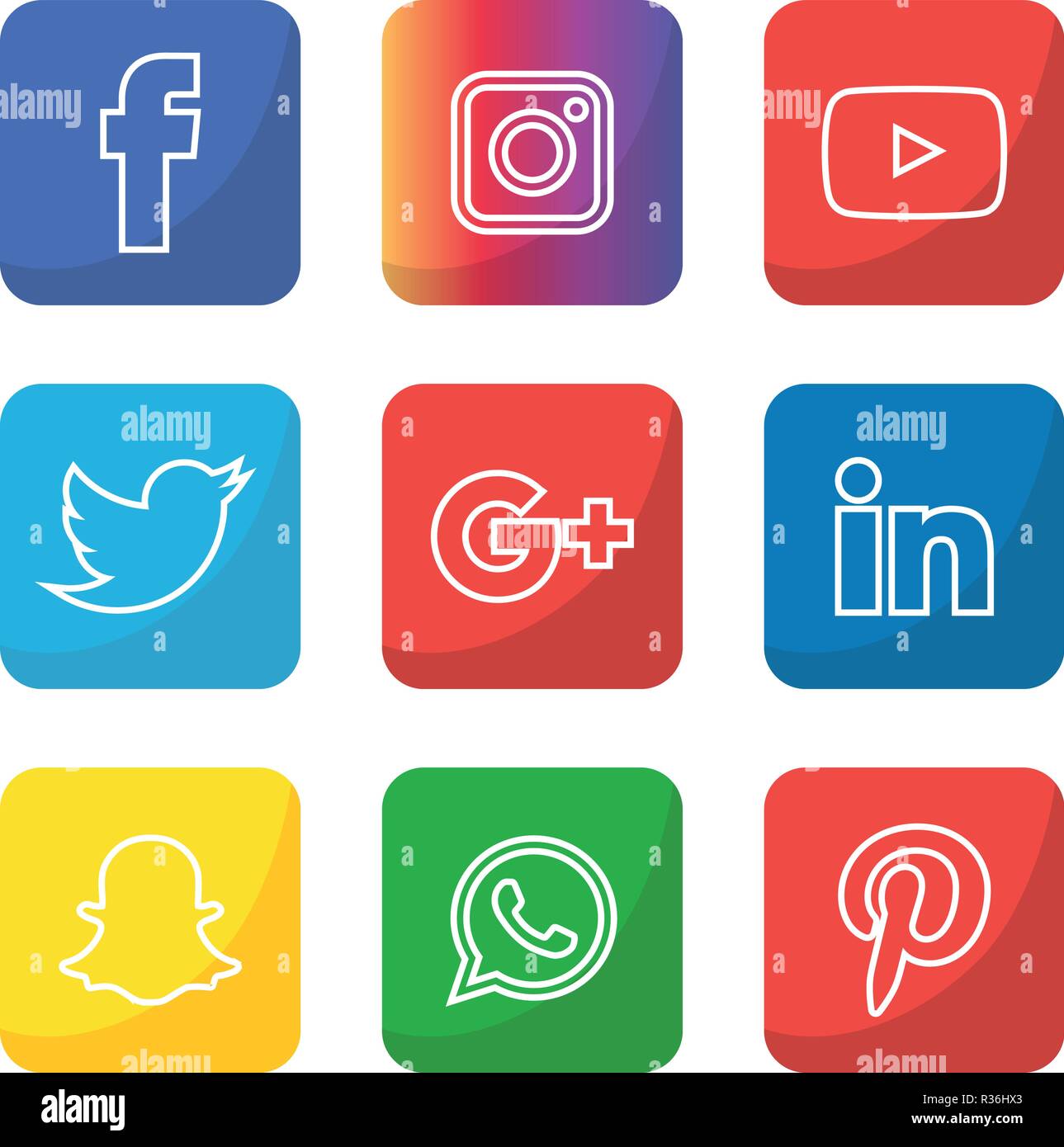 Social Media Icons Set Logo Vector Illustrator Social Media Icon Snapchat Facebook Instagram Twitter Whatsapp Set Network Popular Comm Tec Stock Vector Image Art Alamy