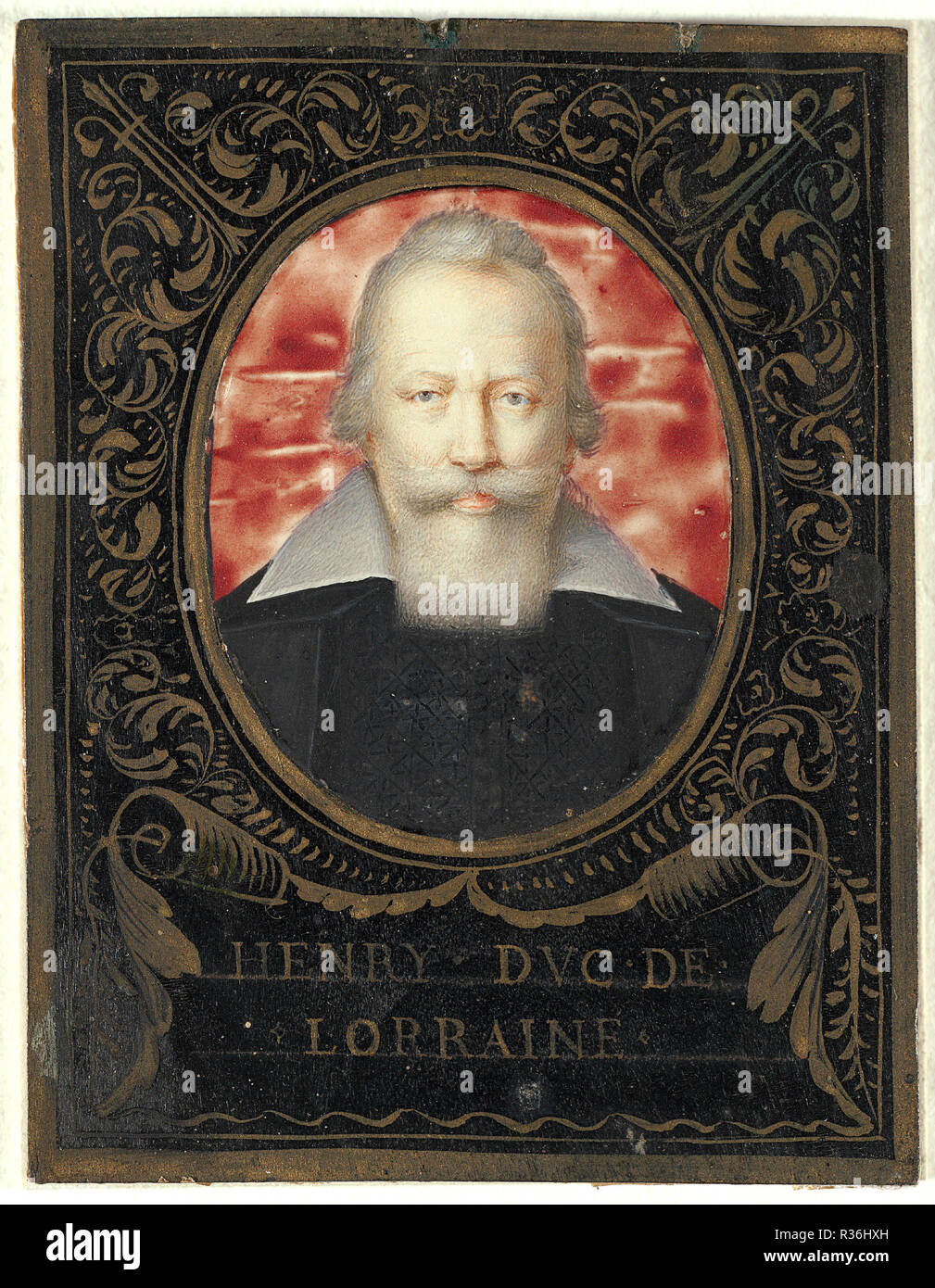 Henry, Duke of Lorrain. Dated: first quarter 17th century. Dimensions: Overall: 7.4 x 5.9 cm (2 15/16 x 2 5/16 in.)  overall: 24.3 x 19.5 cm (9 9/16 x 7 11/16 in.). Medium: gouache on parchment, mounted to wood. Museum: National Gallery of Art, Washington DC. Author: European 17th Century. Stock Photo