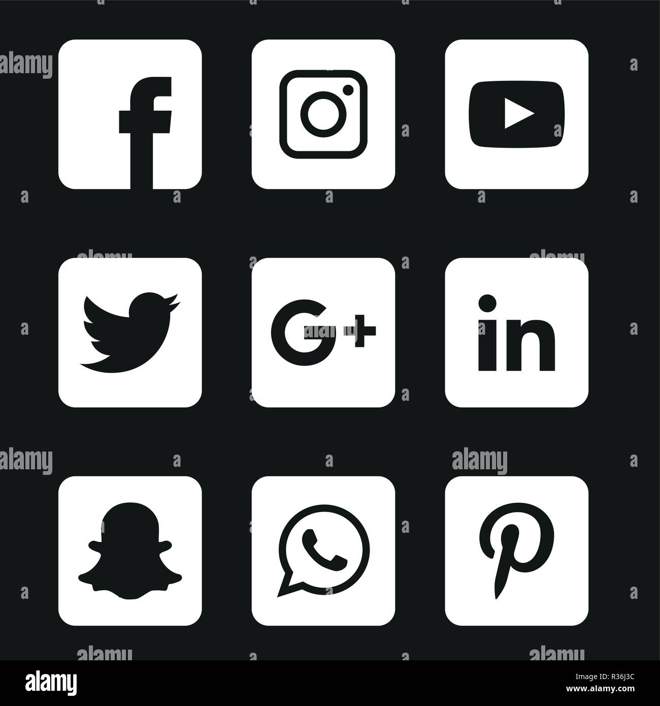 Social Media Icons Set Logo Vector Illustrator Social Media Icon Snapchat Facebook Instagram Twitter Whatsapp Set Network Popular Comm Tec Stock Vector Image Art Alamy