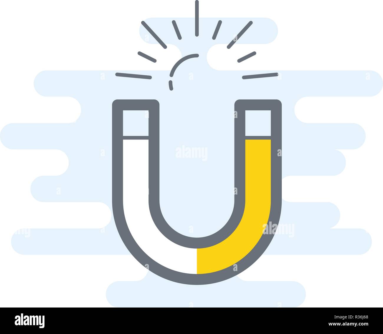 Horseshoe shaped magnet icon in simple flat style Stock Vector