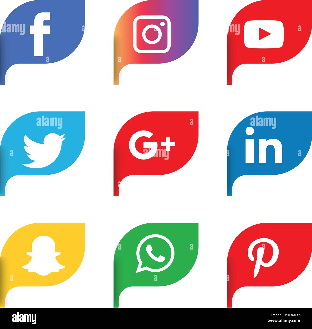 Social media icons set Logo Vector Illustrator social, media, icon,  snapchat, facebook, instagram, twitter, whatsapp, set, network, popular,  comm, tec Stock Vector Image & Art - Alamy