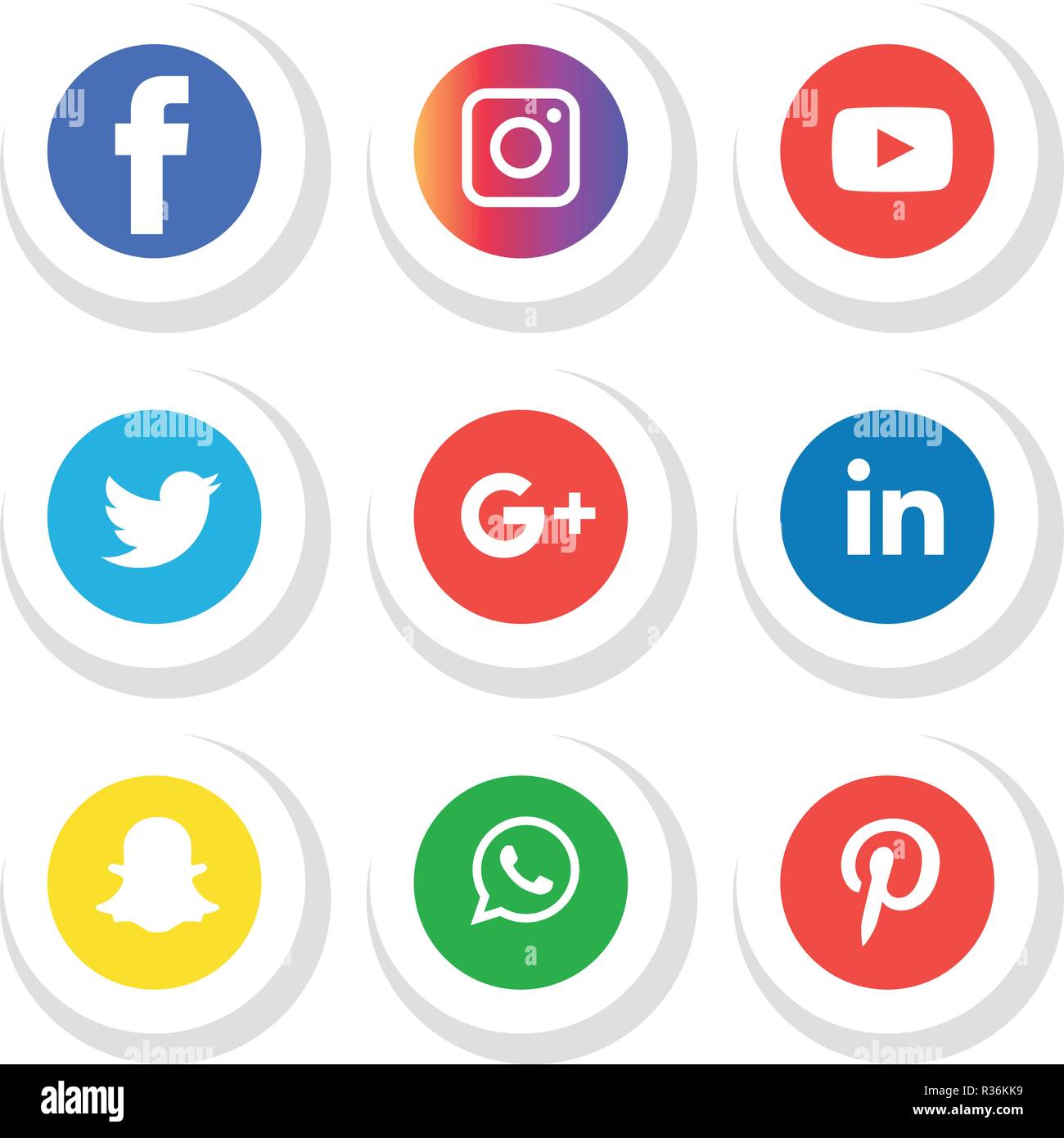 Social media icons set Logo Vector Illustrator social, media, icon,  snapchat, facebook, instagram, twitter, whatsapp, set, network, popular,  comm, tec Stock Vector Image & Art - Alamy