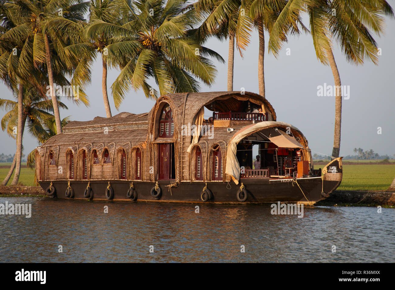 Houseboat in Kerala Backwaters Stock Photo