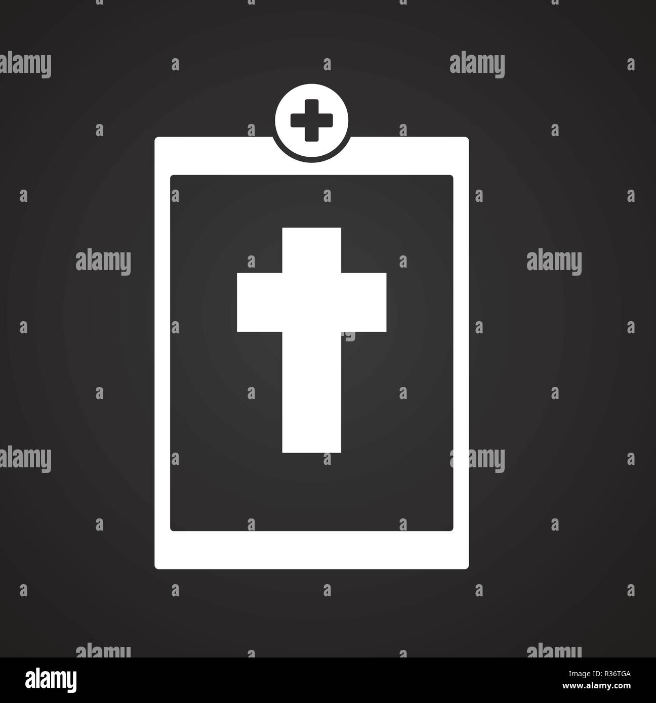 Death report on black background icon Stock Vector