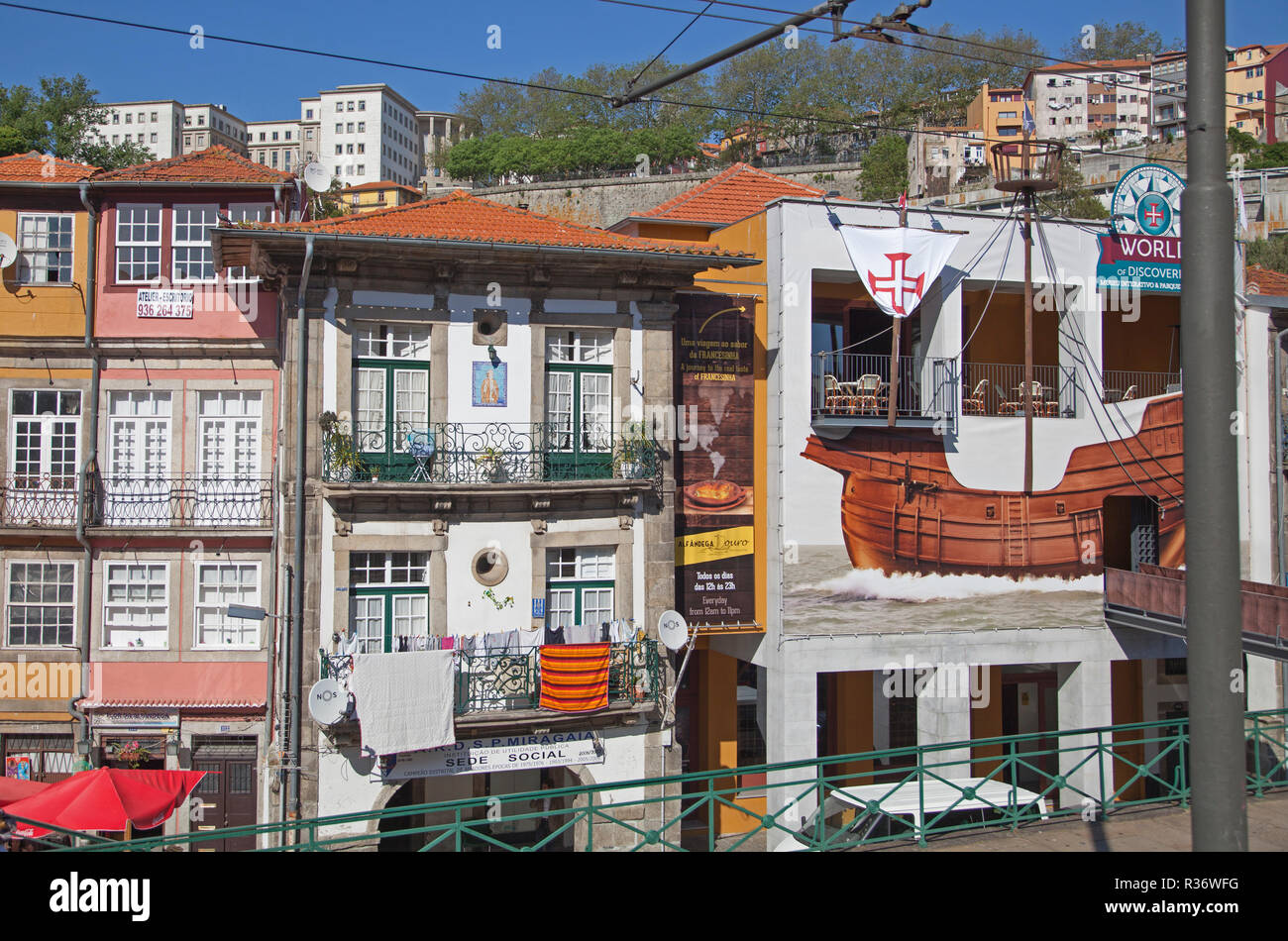 Balconies On Rua De Miragaia Above The River Douro At Porto Stock Photo Alamy