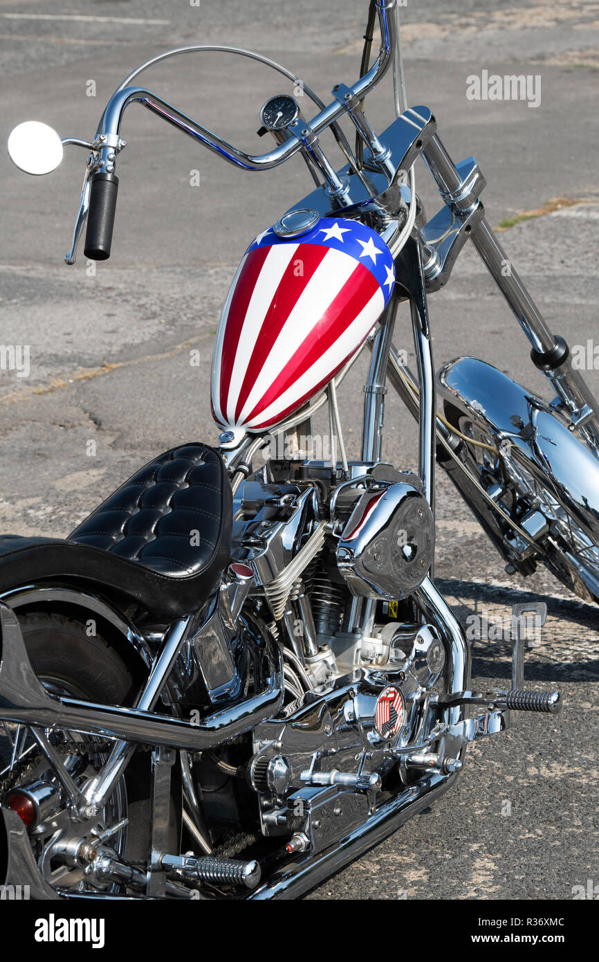 Custom Easy Rider Harley Davidson chopper Motorcycle at Brooklands ...