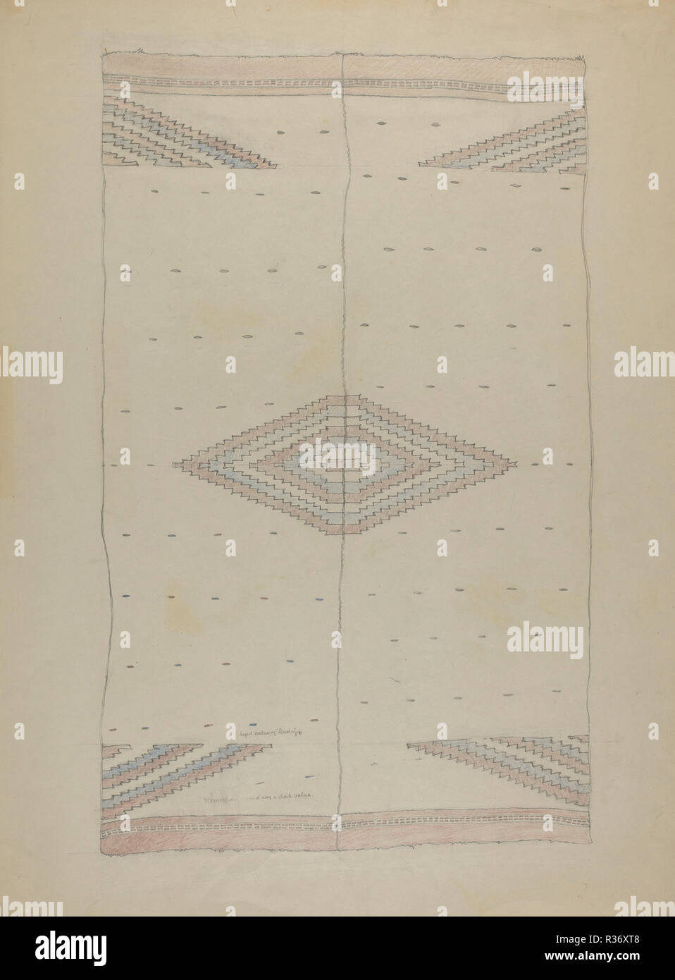 Textile. Dated: 1935/1942. Dimensions: overall: 66 x 50.8 cm (26 x 20 in.). Medium: graphite and colored pencil on paper. Museum: National Gallery of Art, Washington DC. Author: American 20th Century. Stock Photo