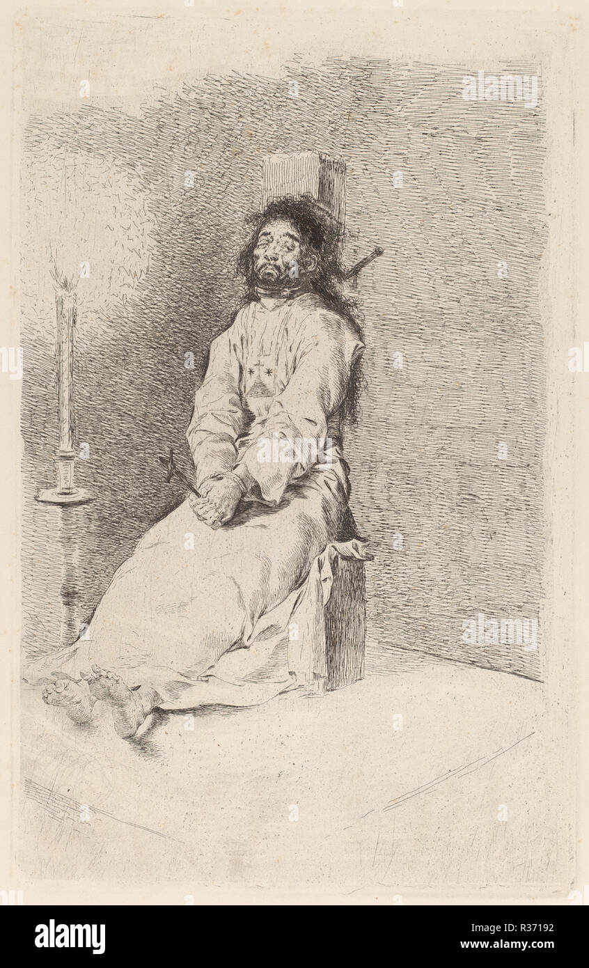 The Garroted Man. Dated: in or before 1780. Medium: etching and (burin?) on smooth wove paper [second edition impression printed about 1830]. Museum: National Gallery of Art, Washington DC. Author: FRANCISCO DE GOYA. GOYA, FRANCISCO DE. Stock Photo