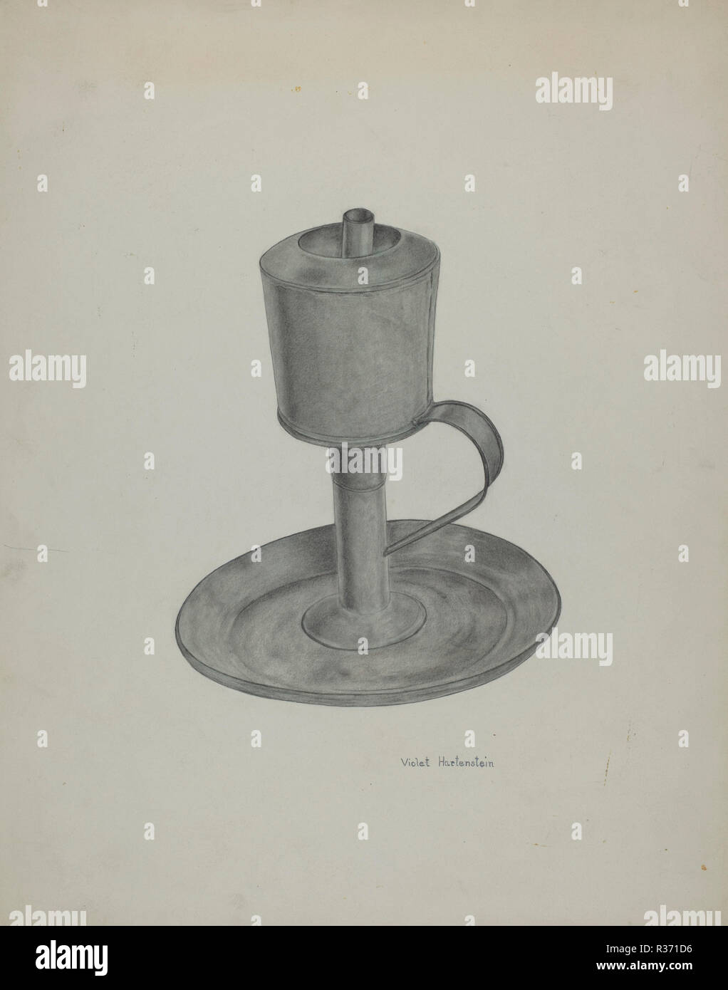 Pewter Grease Lamp. Dated: c. 1941. Dimensions: overall: 37 x 29.2 cm (14 9/16 x 11 1/2 in.). Medium: watercolor and graphite on paperboard. Museum: National Gallery of Art, Washington DC. Author: Violet Hartenstein. Stock Photo