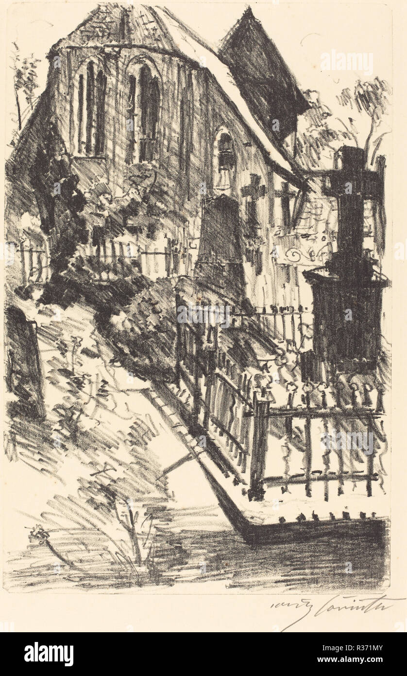 Cemetery (Kirchhof). Dated: 1916. Dimensions: plate: 38.1 x 25 cm (15 x 9 13/16 in.)  sheet: 48.2 x 38.1 cm (19 x 15 in.). Medium: lithograph in black on laid paper. Museum: National Gallery of Art, Washington DC. Author: Lovis Corinth. Stock Photo