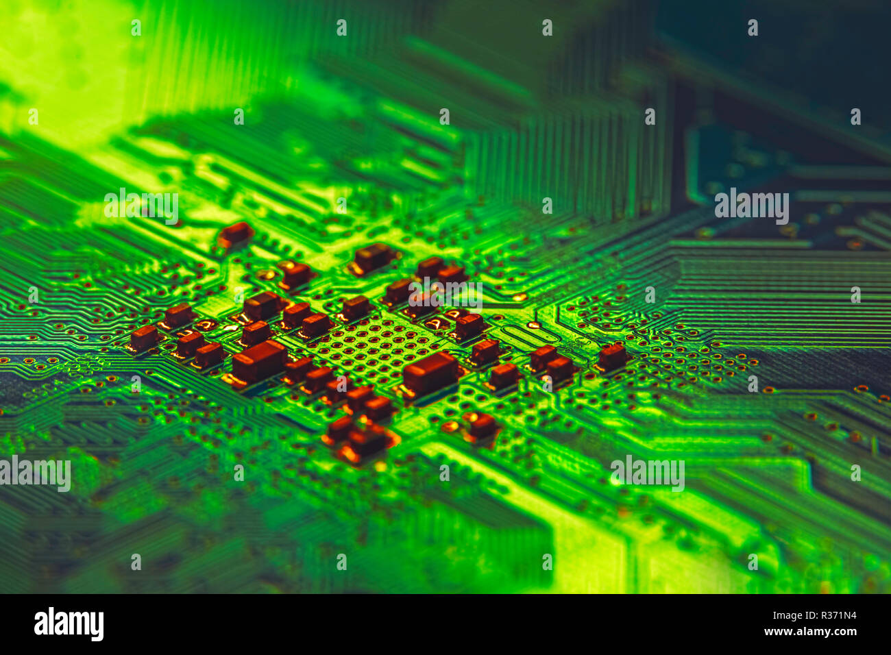 Background image texture of Motherboard digital microchips Stock Photo