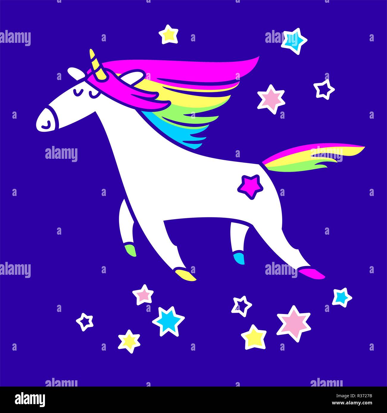 Magic unicorn in the starry sky vector Stock Vector Image & Art - Alamy