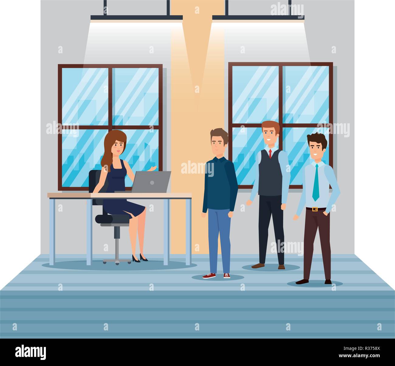 group of business people in the office vector illustration design Stock ...