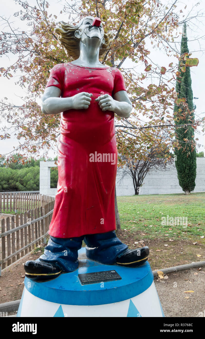 Statue of Charlie Rivel, an internationally known Spanish circus clown. Stock Photo