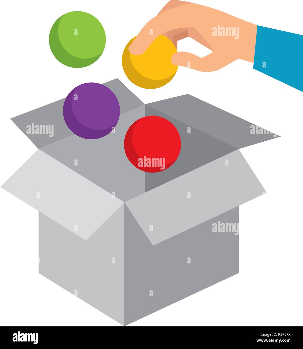 hand insert ball in box carton Stock Vector Image & Art Alamy