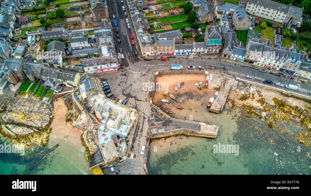 Aerial image of Millport and its harbour area Stock Photo