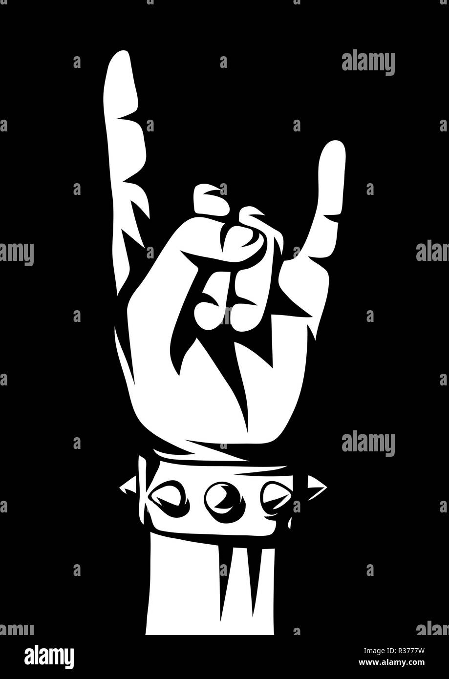 Rock and roll or heavy metal hand sign. Stock Vector