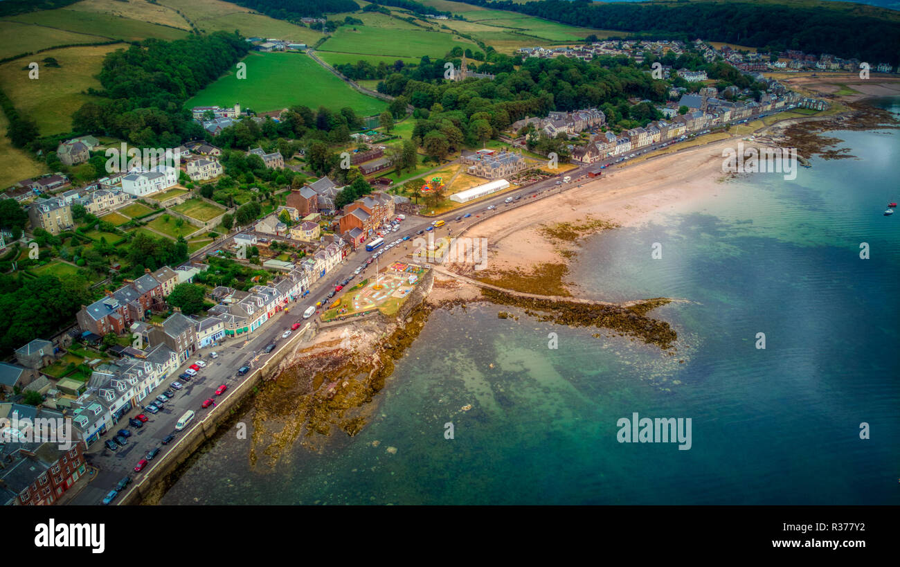 Aerial image of Millport and its harbour area Stock Photo