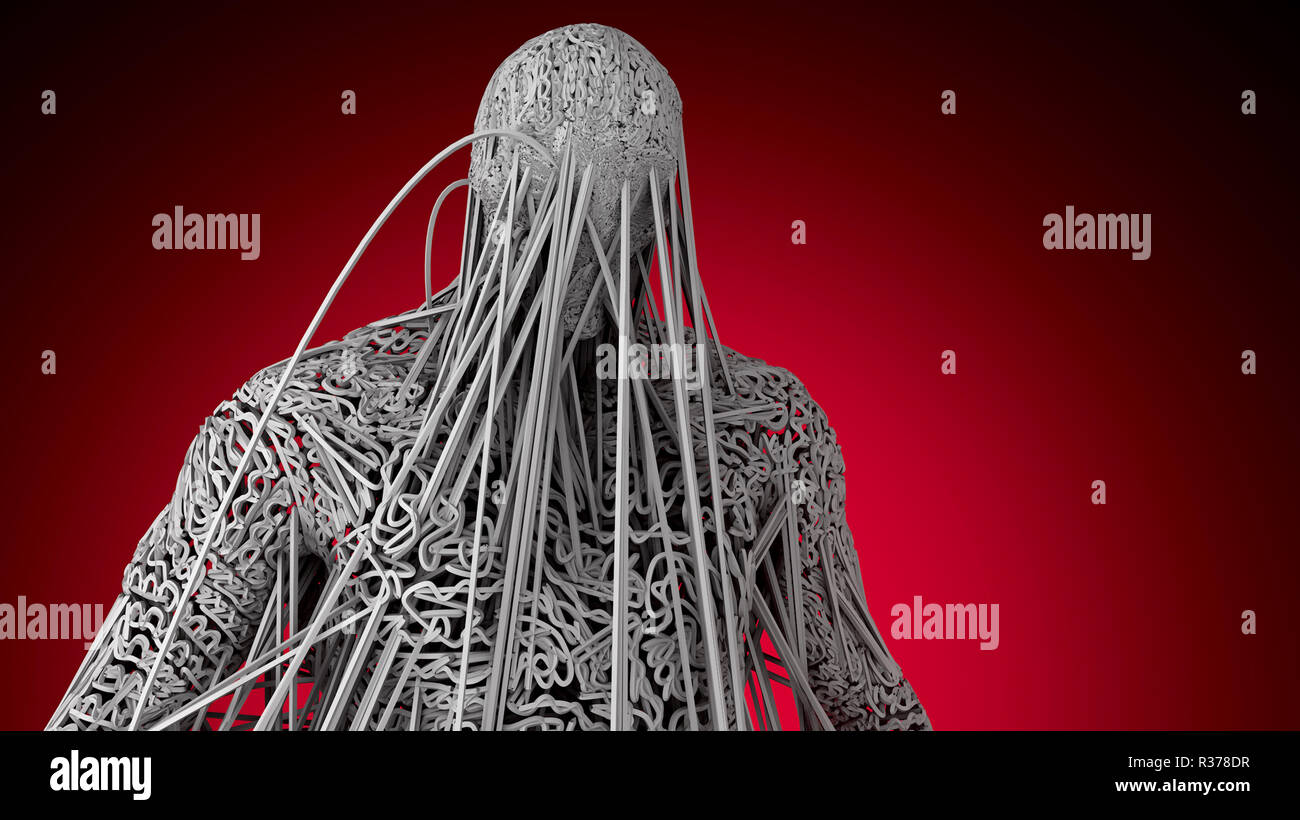 3d render Human figure made with lines Stock Photo - Alamy