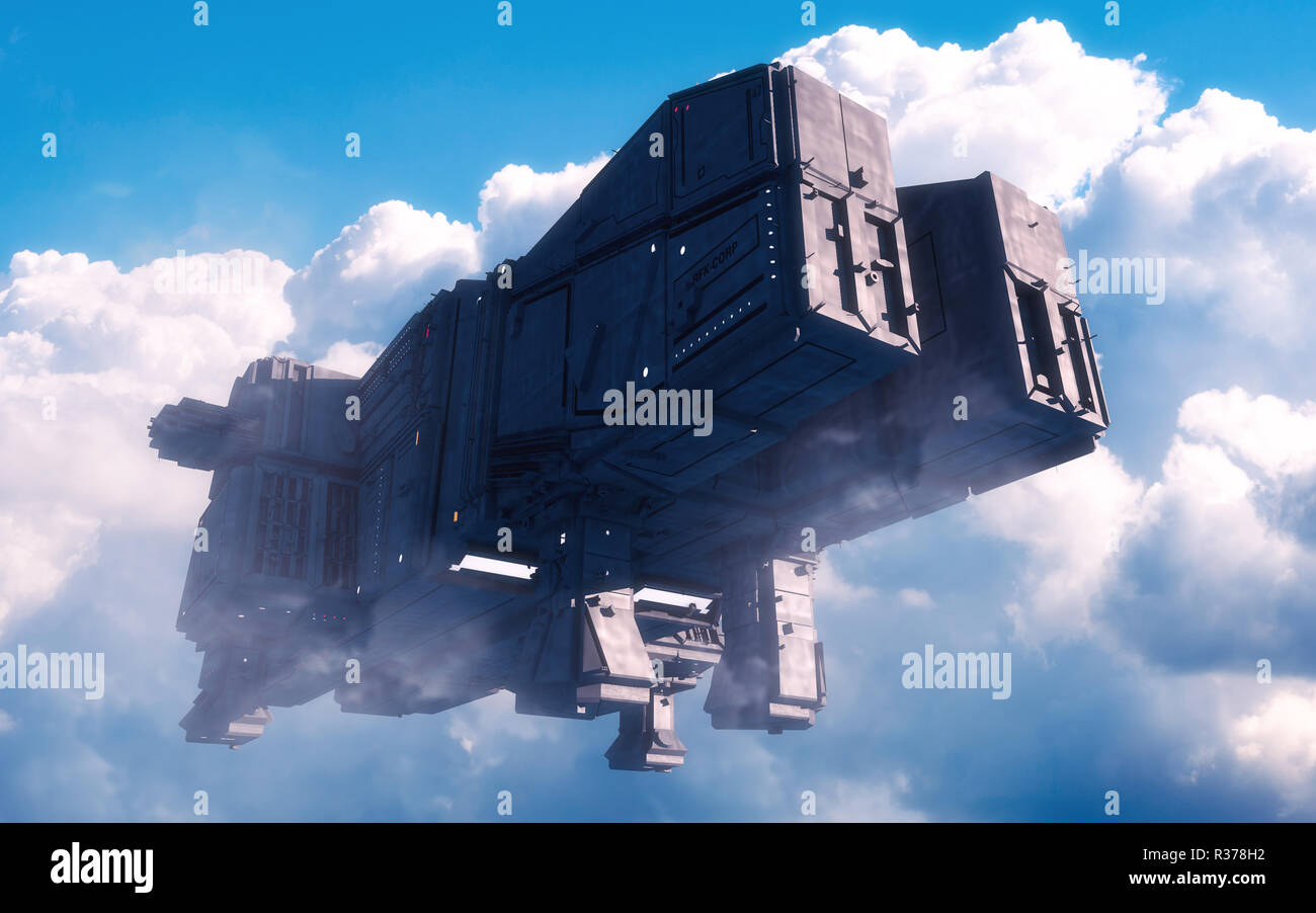 3D rendering. Futuristic alien Spaceship Stock Photo