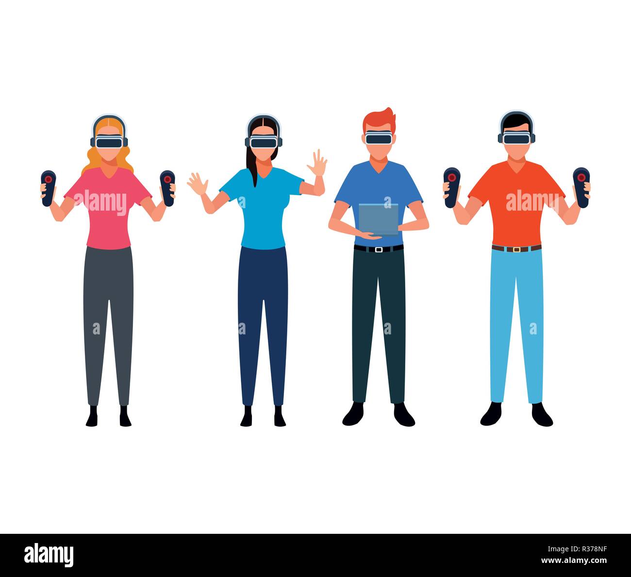 Set of people using Virtual reality Stock Vector