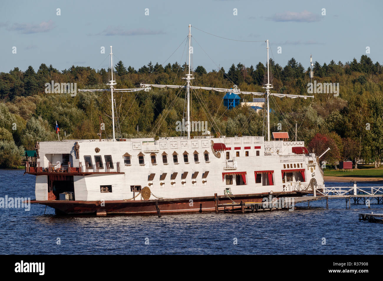 The Vikont banqueting and restaurant ship on the Moscow Canal, Moscow, Russia. Stock Photo
