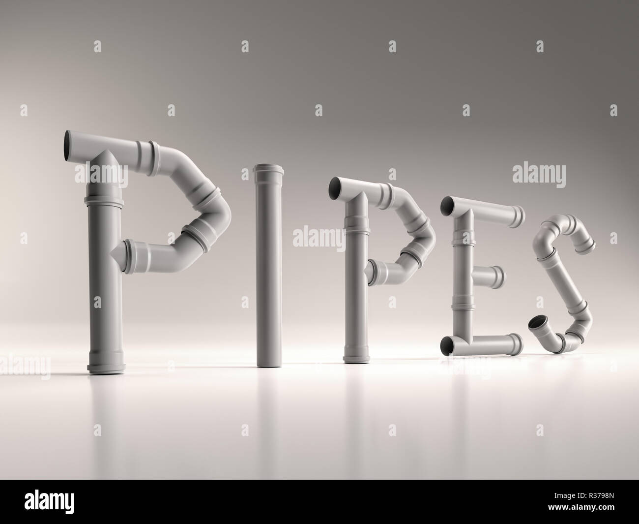PIPE word arranged from different PVC piping elements Stock Photo