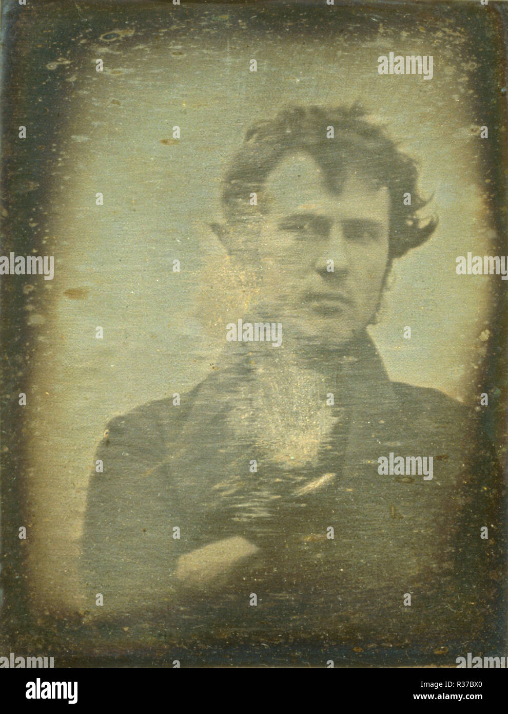 The first photographic portrait image of a human ever produced. Robert Cornelius, self-portrait Stock Photo