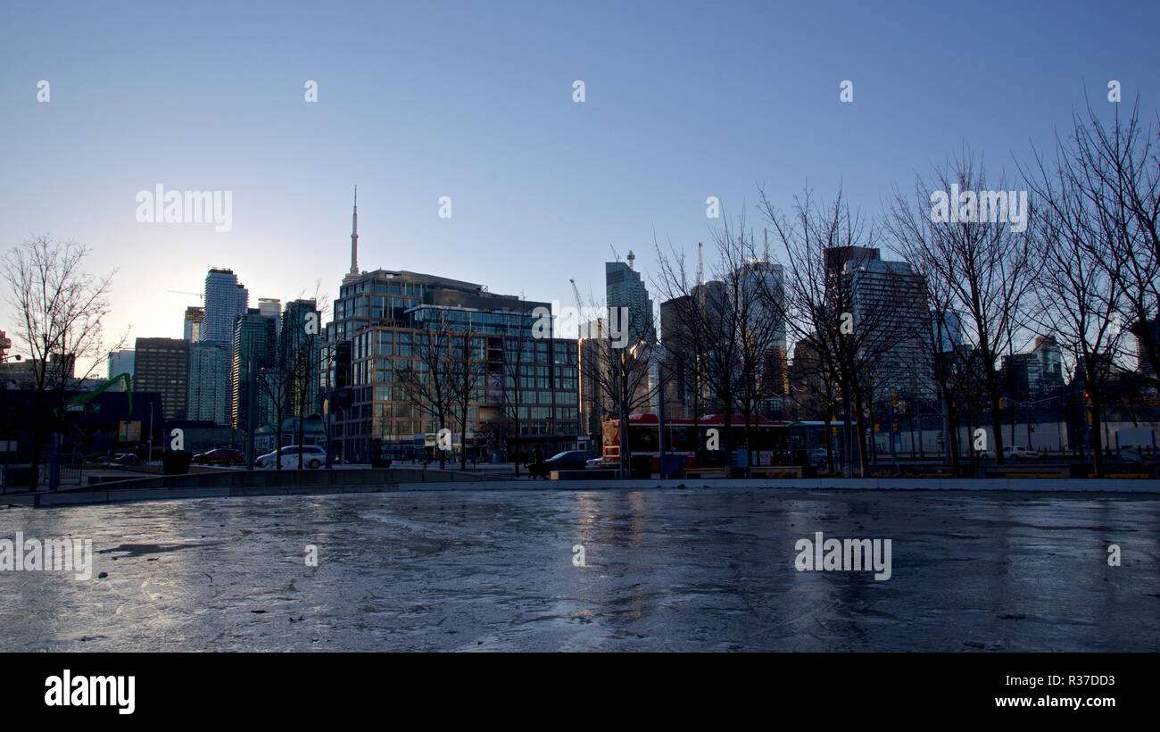 reflection of Toronto downtown cityscape in winter Stock Photo
