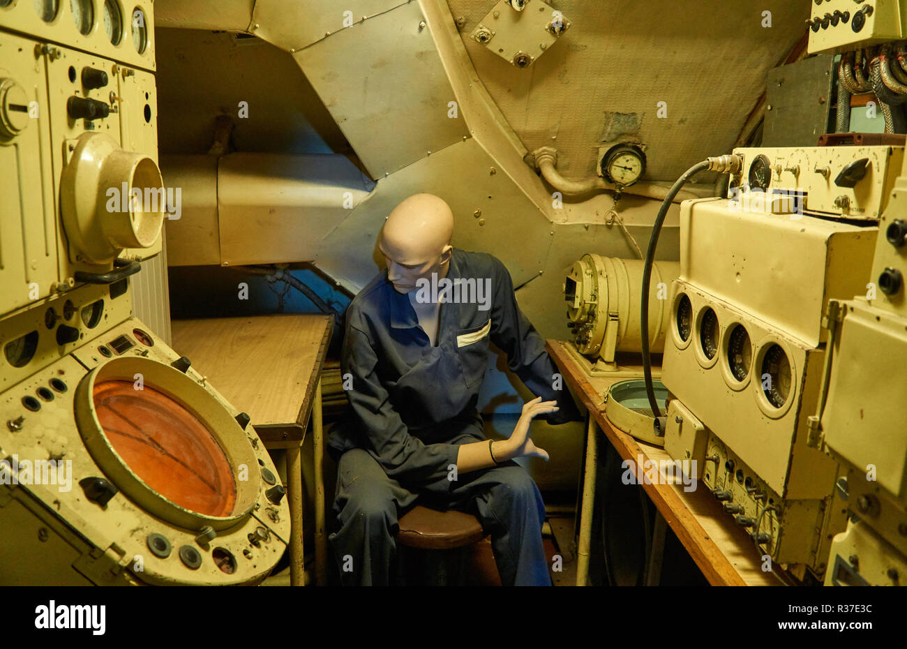 Sailor in the navigation room in the submarine Stock Photo Alamy