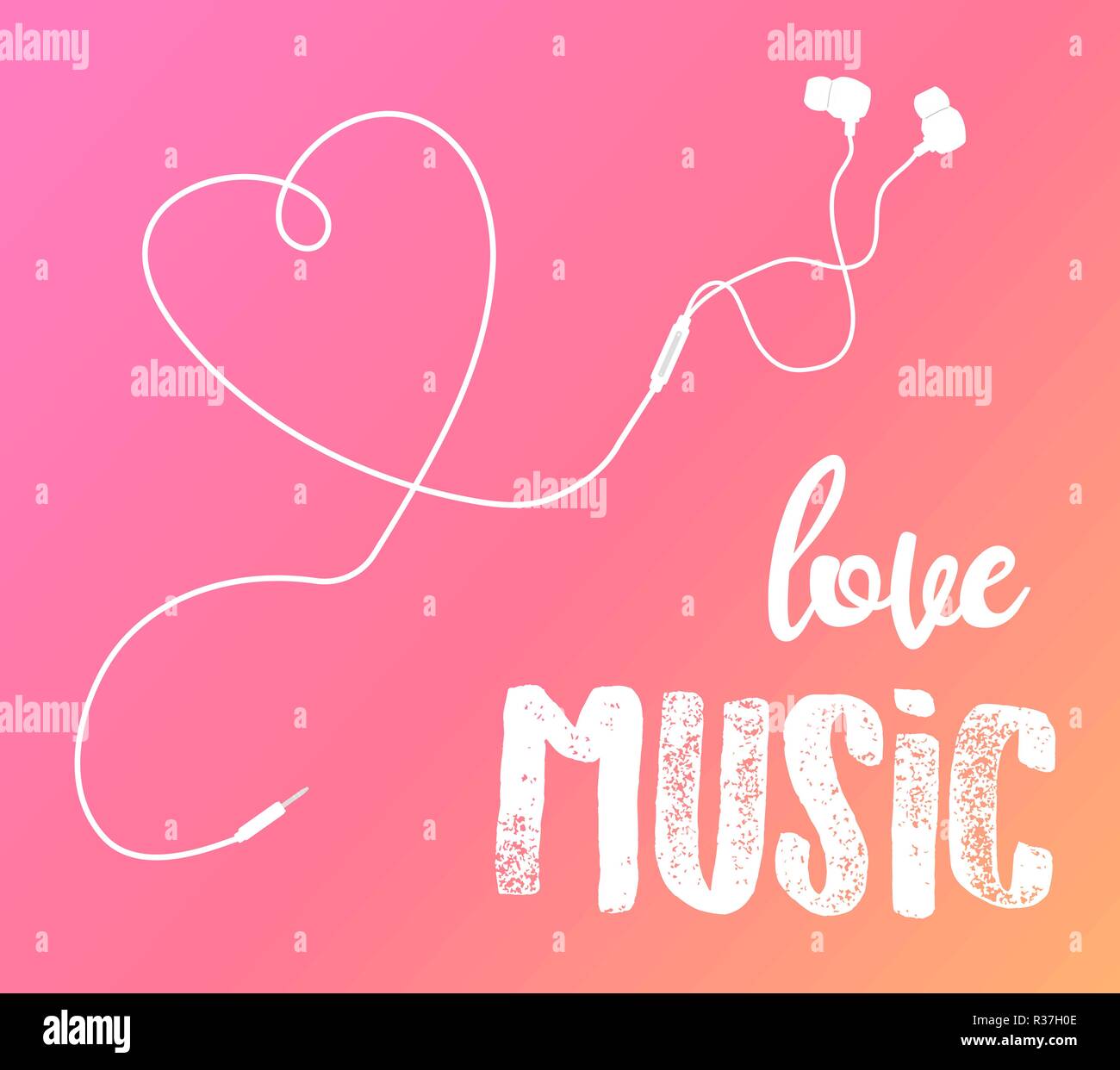 Vector earphones with connector and switch controller. Isolated objects in white and black. Flat lay design Stock Vector