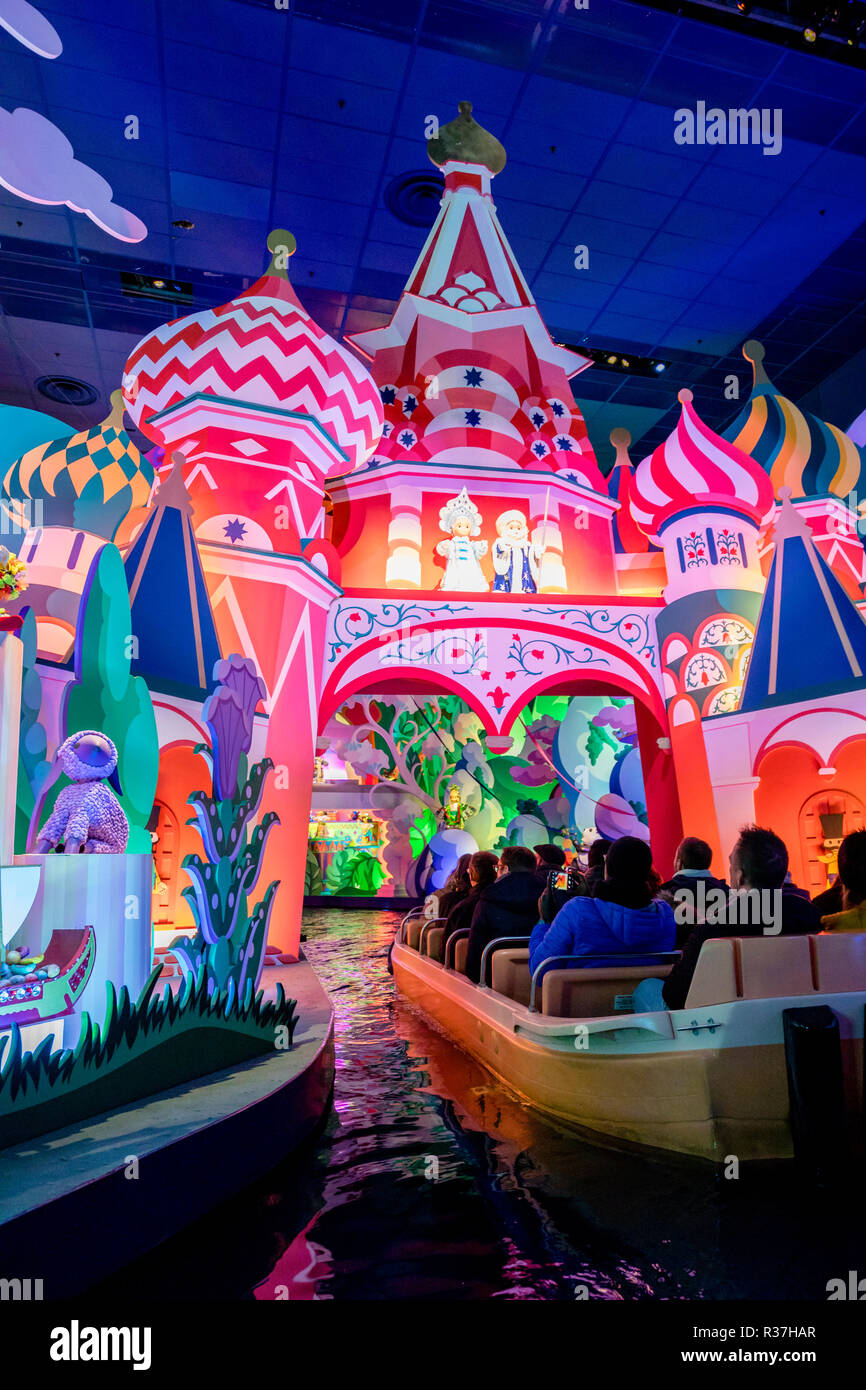 Disney Land Paris, France, November 2018: Small World a boat ride attraction. Stock Photo