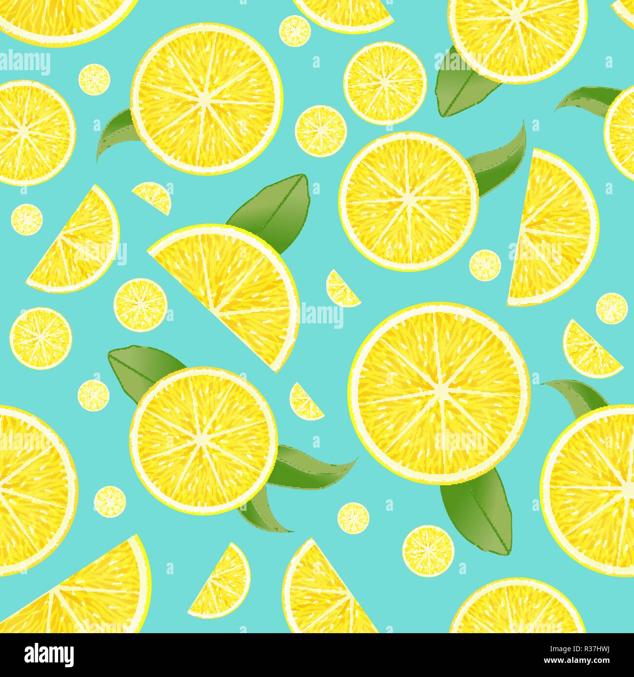Vector sliced lemon seamless pattern with blue background Stock Vector ...